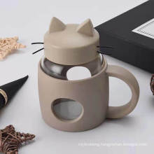 Creative Big Mouth Cartoon Moustache Cat Cup Handle Glass Fashion Office Cup Tea Cup Wholesale